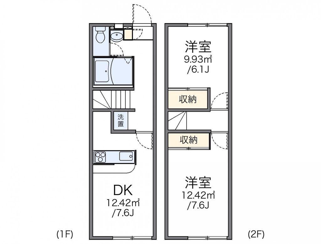 レオパレスサザンクロス(2DK/2階)の間取り写真