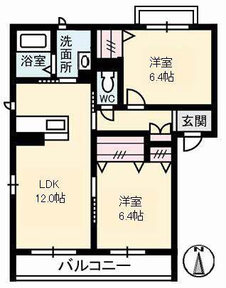 シャーメゾン グローリー(2LDK/3階)の間取り写真