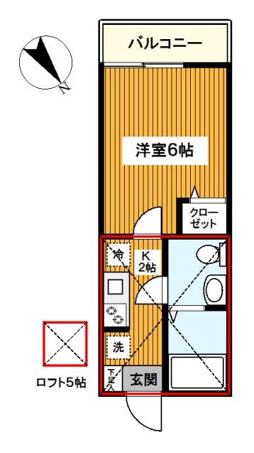 アザーレ・キュリオス横浜(1K/1階)の間取り写真