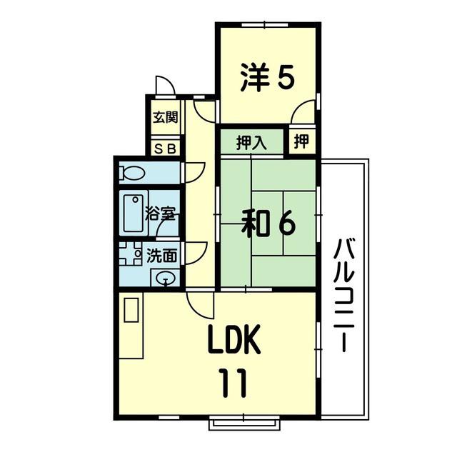 司ロイヤルハイツ新屋敷(2LDK/3階)の間取り写真