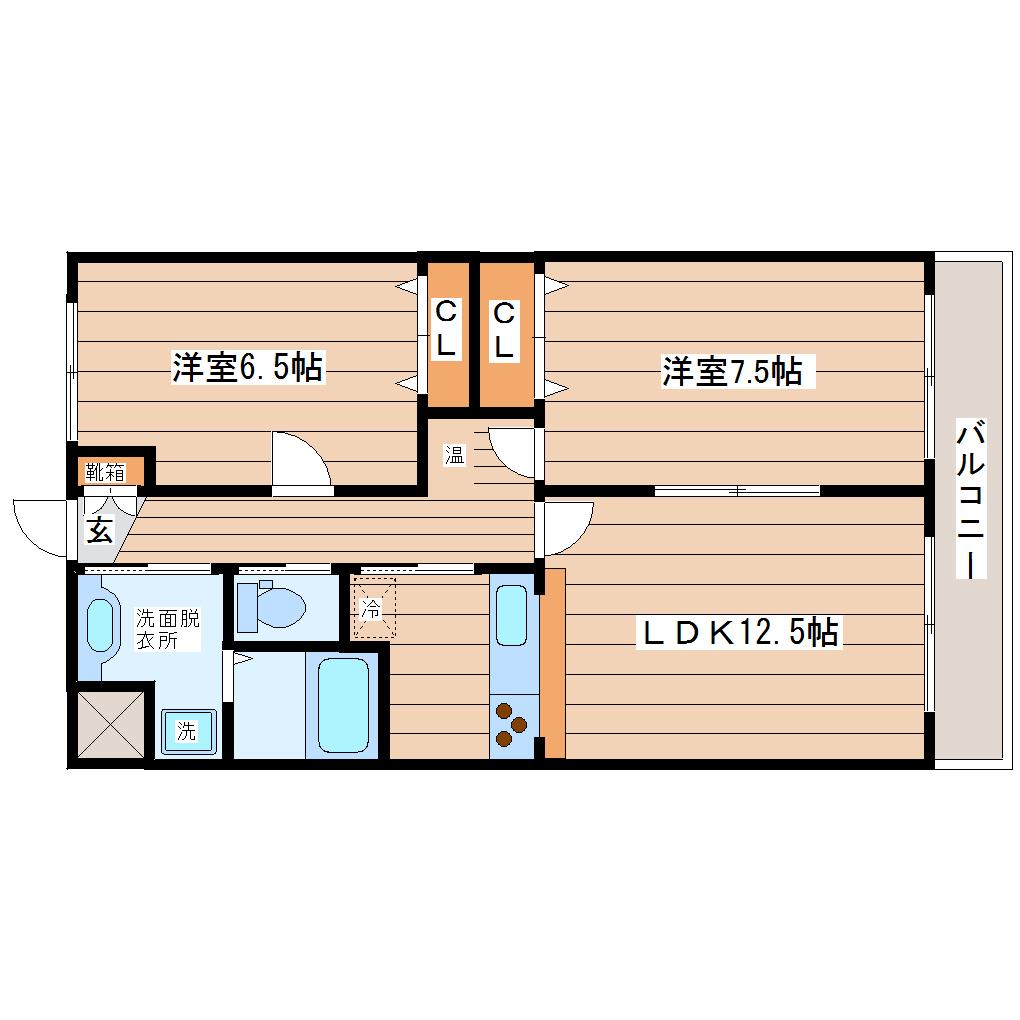 スカイコート(2LDK/6階)の間取り写真