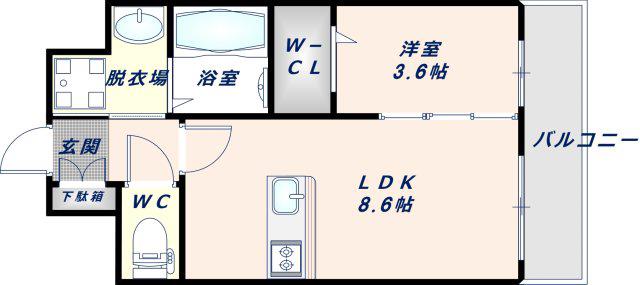 ESTONE HIGASHIOSAKA(1LDK/2階)の間取り写真