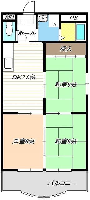 宝勝ハイツ(3DK/3階)の間取り写真