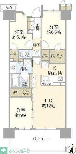 オハナ豊田多摩平の森(3LDK/10階)の間取り写真
