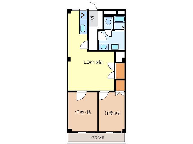 マンションフォルテシモ(2LDK/3階)の間取り写真