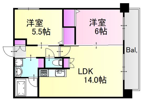 SAKURA PARK(2LDK/8階)の間取り写真