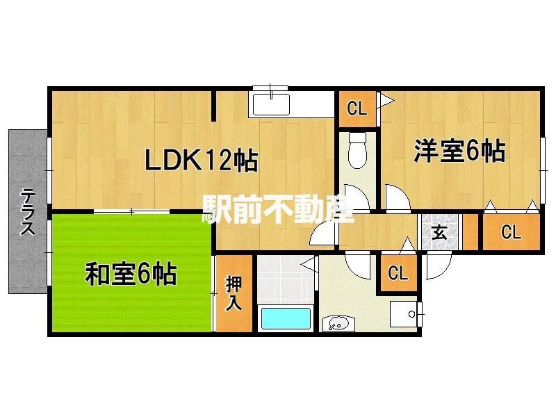 アフローテ山川(2LDK/2階)の間取り写真