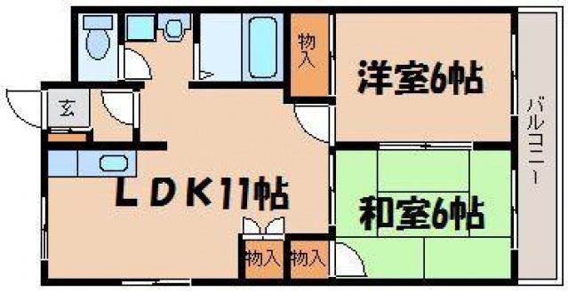 グランソレイユII(2LDK/2階)の間取り写真