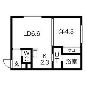 地下鉄東西線 発寒南駅 徒歩9分 4階建 築9年(1LDK/1階)の間取り写真