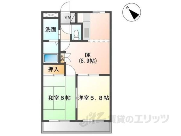 エスポワール竹鼻(2DK/1階)の間取り写真