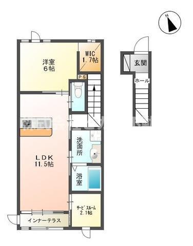 リバーテラスK(1SLDK/2階)の間取り写真