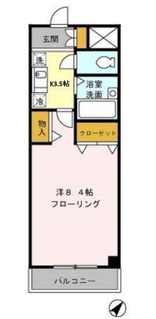 コアロード春日(1K/3階)の間取り写真