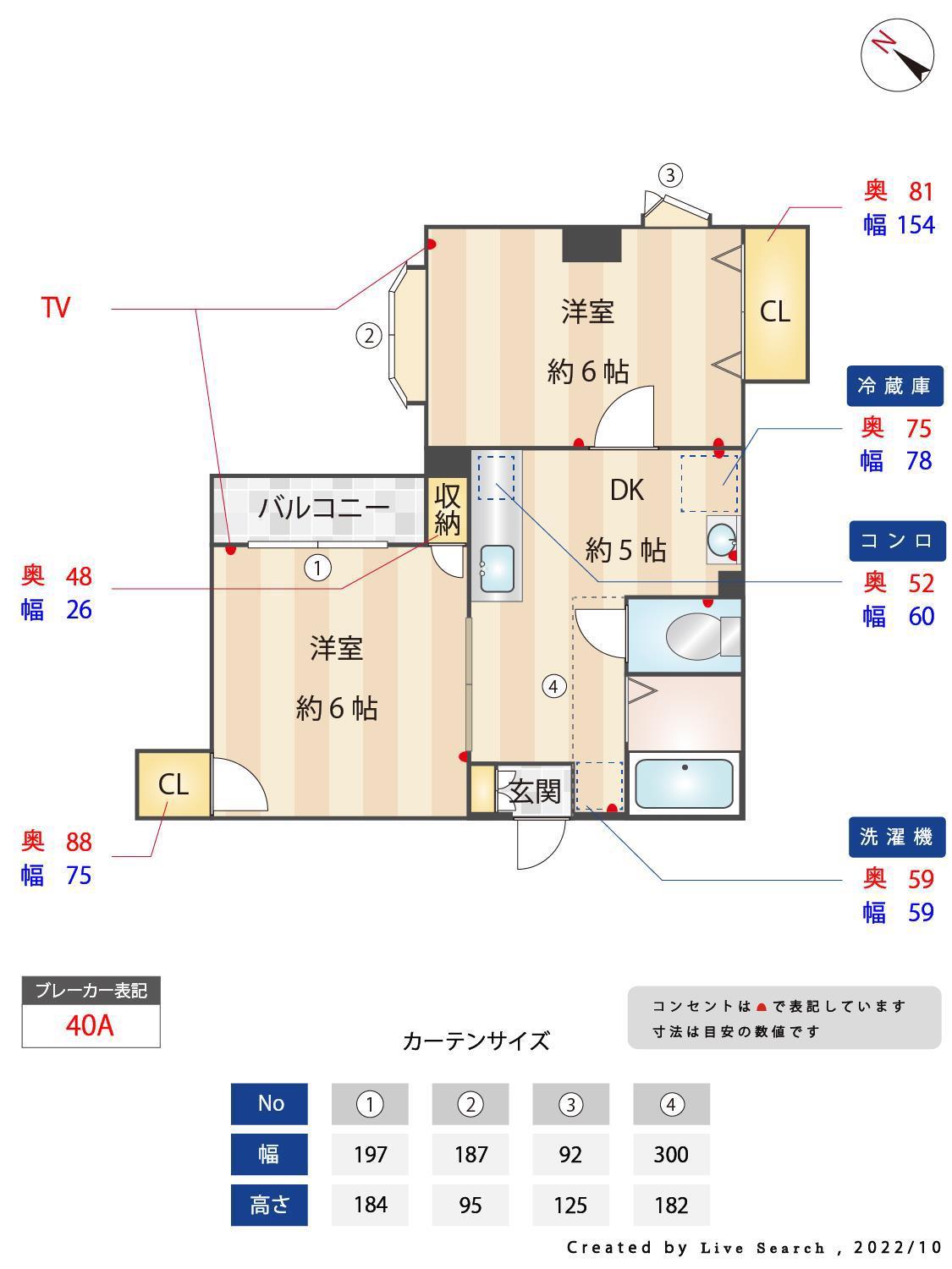 トリビュート薬院(2DK/4階)の間取り写真