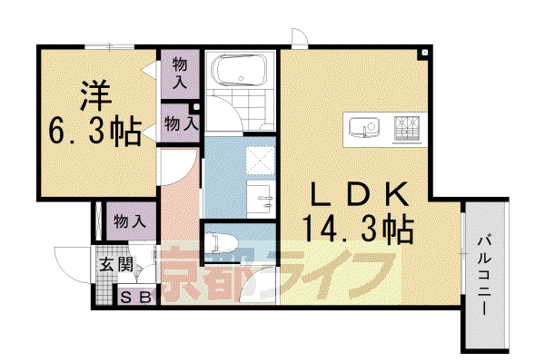 AILE北大路新町(1LDK/3階)の間取り写真