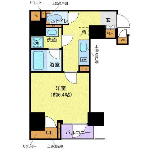 ディアレイシャス市谷薬王寺(1K/8階)の間取り写真