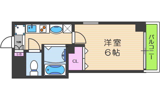 YAHATA西長堀(1K/9階)の間取り写真