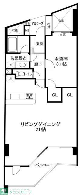 貸マンション 定期 鎌倉市長谷2丁目(1LDK/2階)の間取り写真