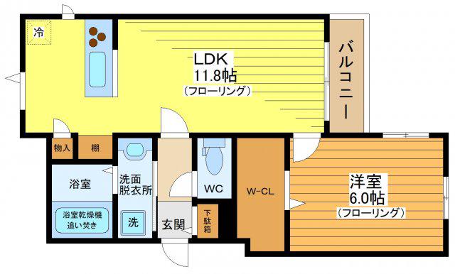 駒沢パークメゾン(1LDK/2階)の間取り写真