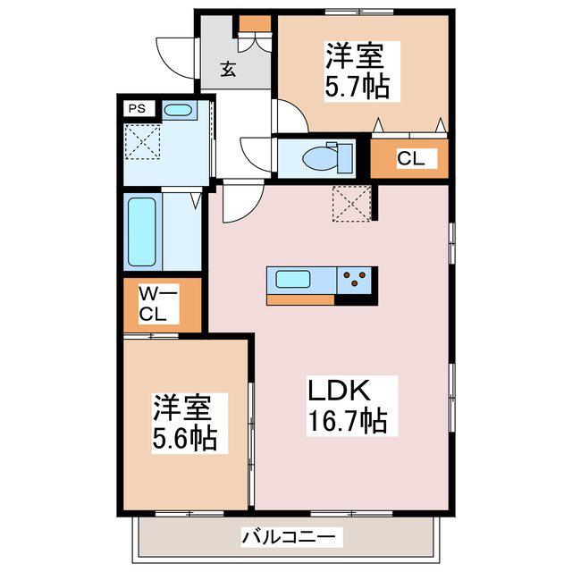 シエル・エトワールII(2LDK/3階)の間取り写真