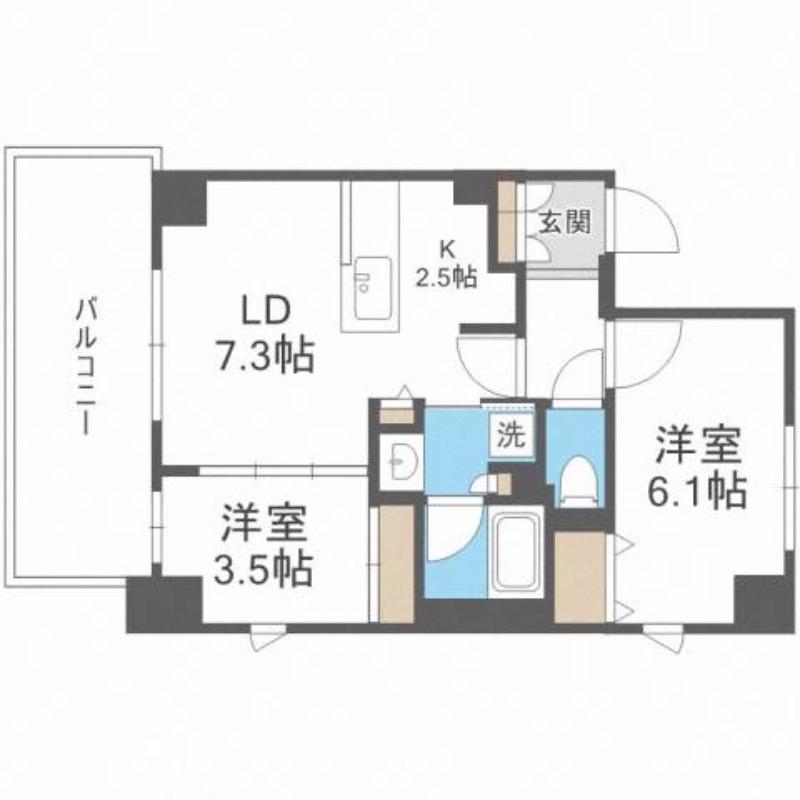 レーベン北大前 THE STILEA(2LDK/10階)の間取り写真