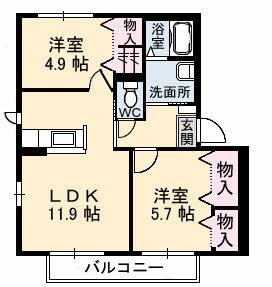 パンプキンハウス(2LDK/2階)の間取り写真