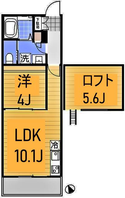 FENICE HAKURAKU(1LDK/2階)の間取り写真