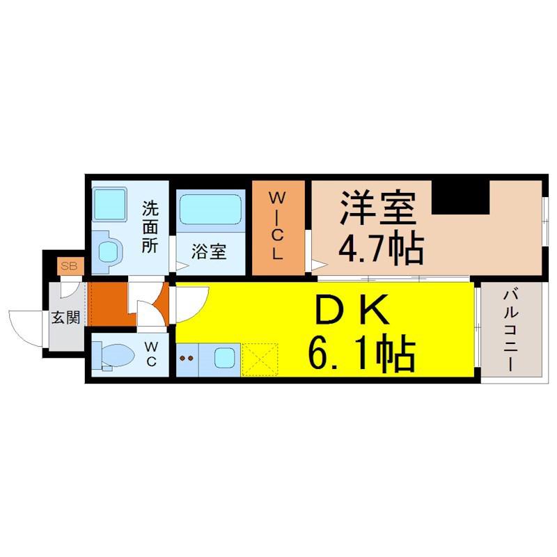 VERITAS SHIRAKANE(1DK/2階)の間取り写真