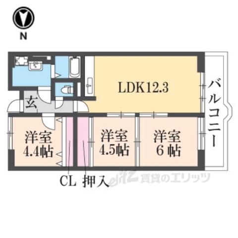 シャルル津田(3LDK/3階)の間取り写真