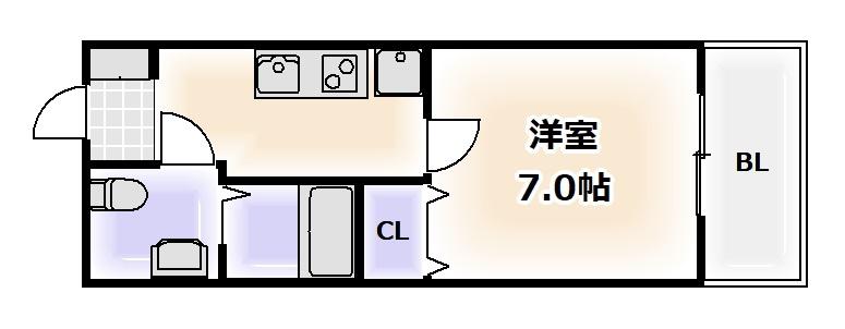 REI難波西(1K/8階)の間取り写真