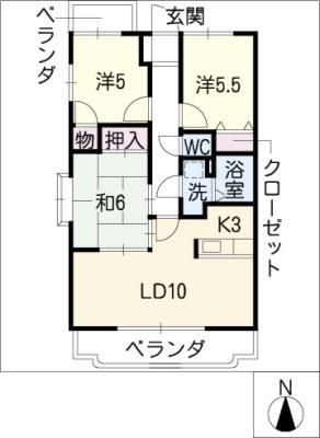 コーポサヌック(3LDK/2階)の間取り写真