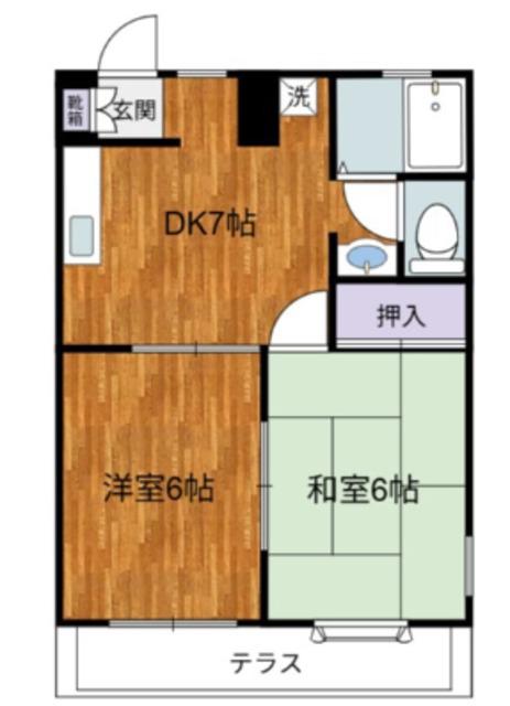 コーポラス本郷III(2DK/1階)の間取り写真