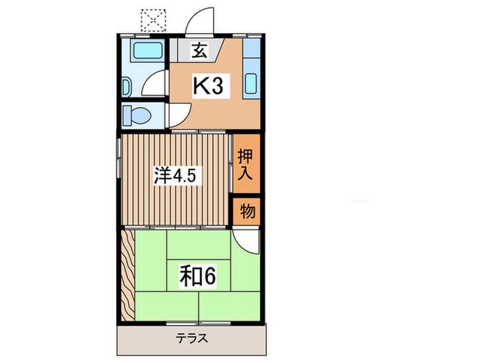第1スズキハイツ(2K/1階)の間取り写真