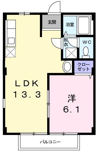 ロイヤルヒルズ(1LDK/1階)の間取り写真