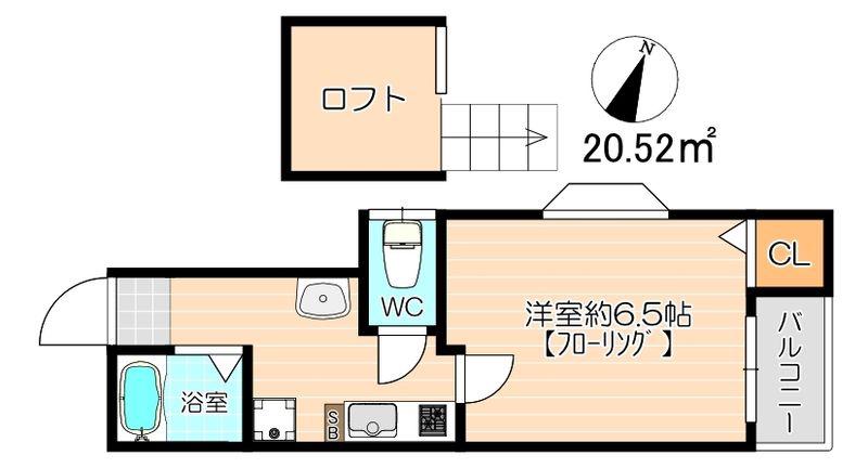 メゾンドタクト(1K/2階)の間取り写真