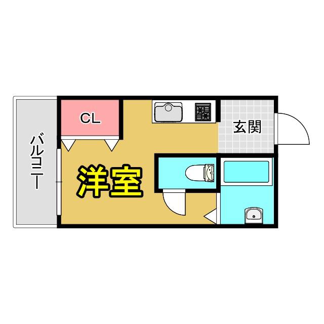 ハイツ辻岡(ワンルーム/4階)の間取り写真