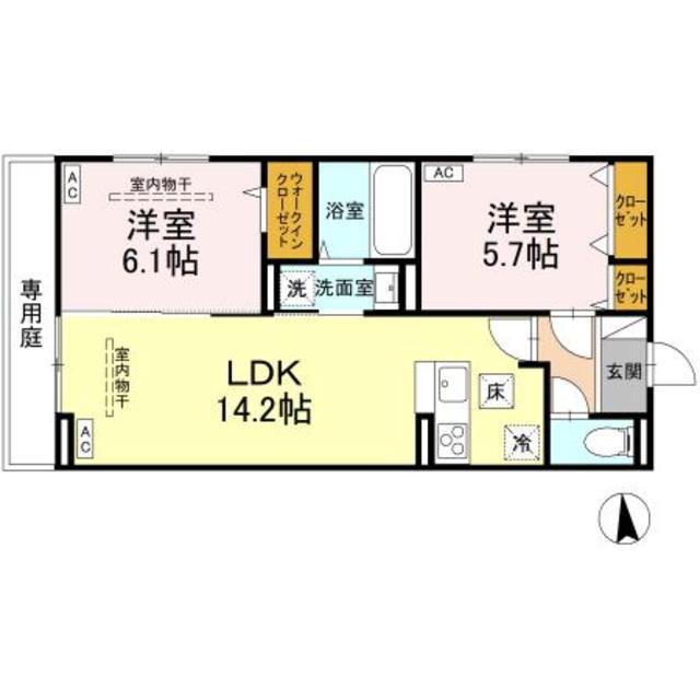 ティアラ(2LDK/1階)の間取り写真