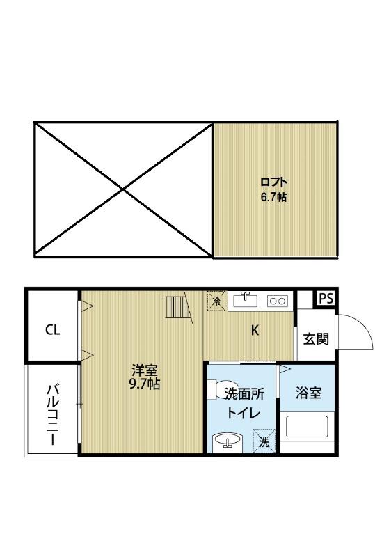 OLIVE(1K/2階)の間取り写真
