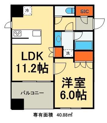 ビーロット日本橋レジデンス(1LDK/12階)の間取り写真