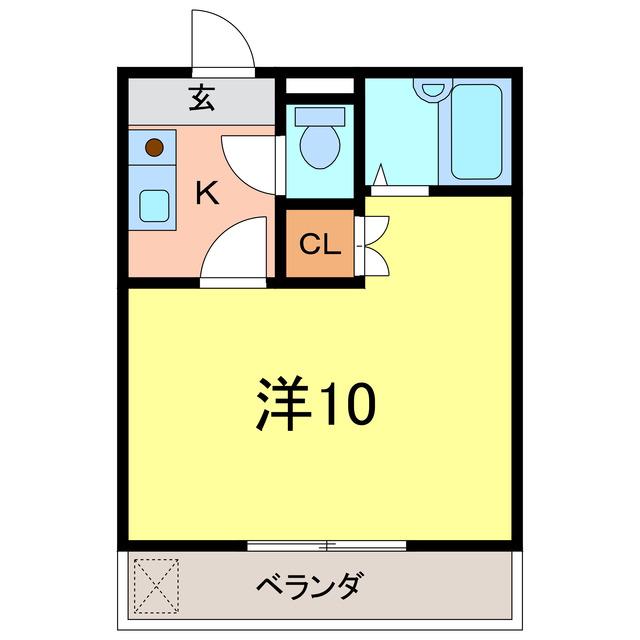 コーポイーストC(1K/2階)の間取り写真