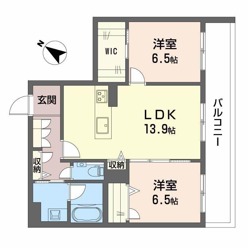 地下鉄名城線 西高蔵駅 徒歩2分 4階建 新築(2LDK/2階)の間取り写真
