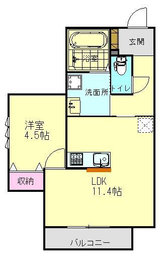 アレグリアII(1LDK/2階)の間取り写真