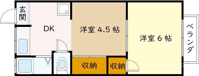 岡崎文化A棟(2DK/2階)の間取り写真