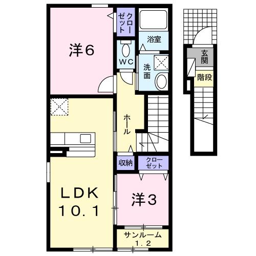 ブリランテII(2LDK/2階)の間取り写真