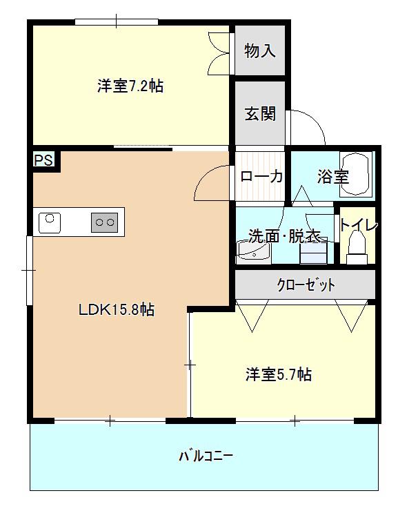 サティスフェール(2LDK/1階)の間取り写真