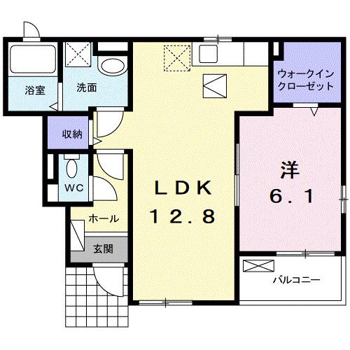 ポラリスII(1LDK/1階)の間取り写真