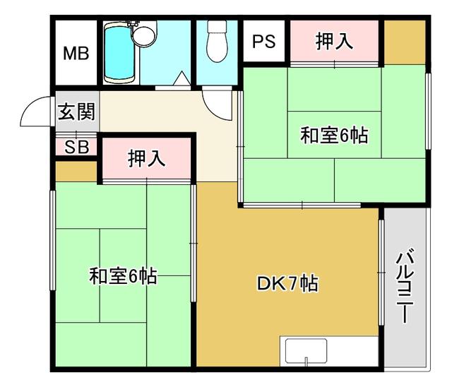 野里ハイツ(2DK/4階)の間取り写真