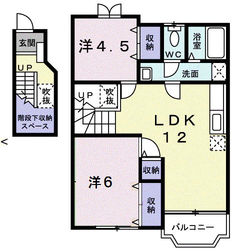 セゾンブローテD(2LDK/2階)の間取り写真
