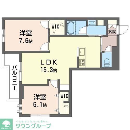 ボヌール新都心(2LDK/2階)の間取り写真