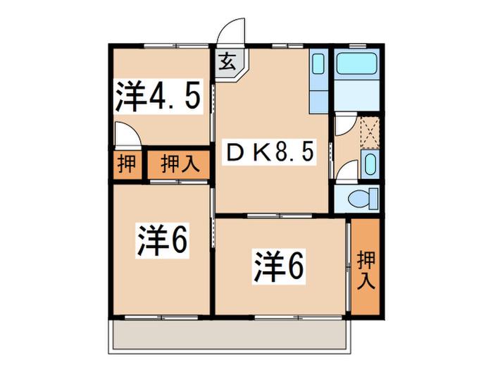 丸山台ハイツ(3DK/4階)の間取り写真
