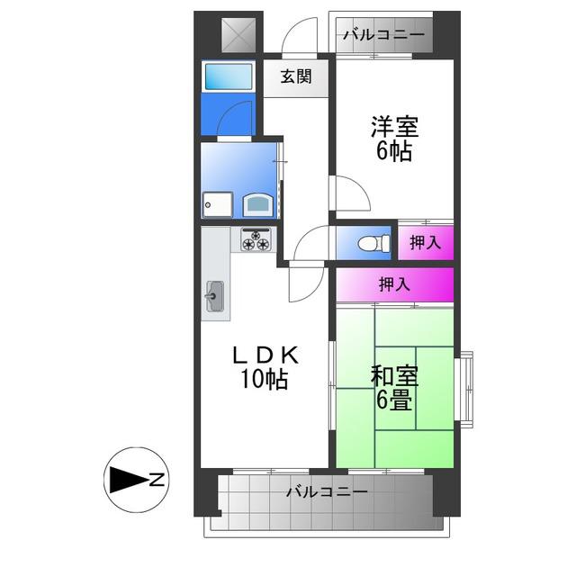 エスペランサ(2LDK/3階)の間取り写真